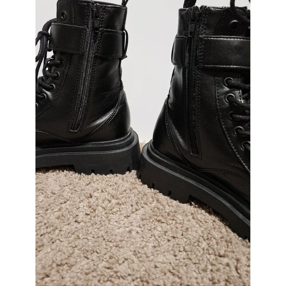ZARA Girls Chunky Combat Boots Black | Floral Detail  | Trendy