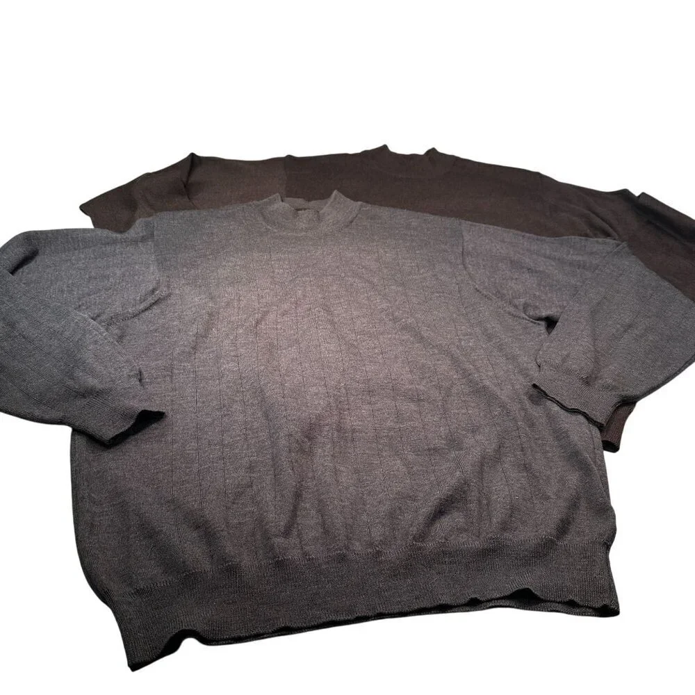 Joseph Lyman Crewneck Sweaters Mens Fine Merino Wool Italy Bundle Gray Brown