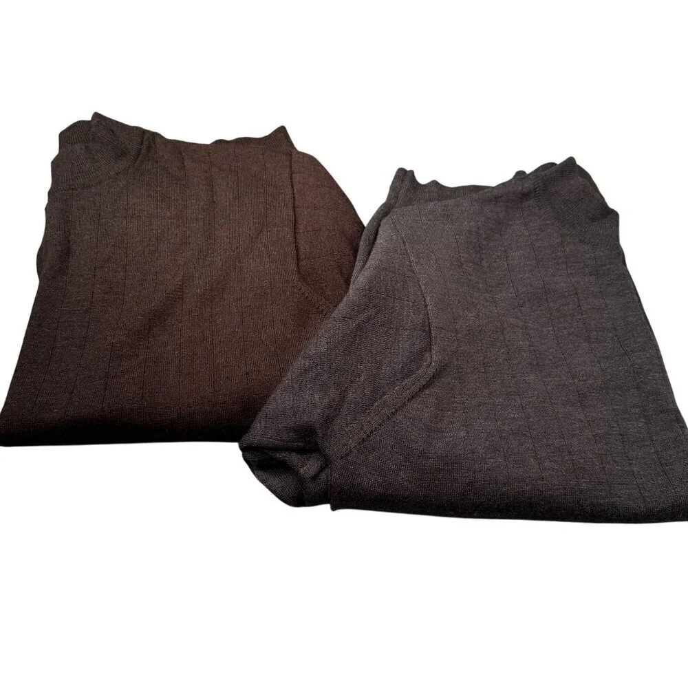 Joseph Lyman Crewneck Sweaters Mens Fine Merino Wool Italy Bundle Gray Brown